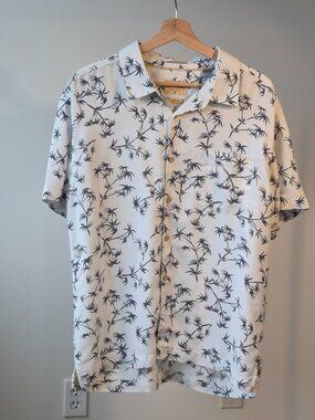 Quiksilver Waterman Shirt Men’s L Bamboo Print Comfort Fit Hawaiian Resort